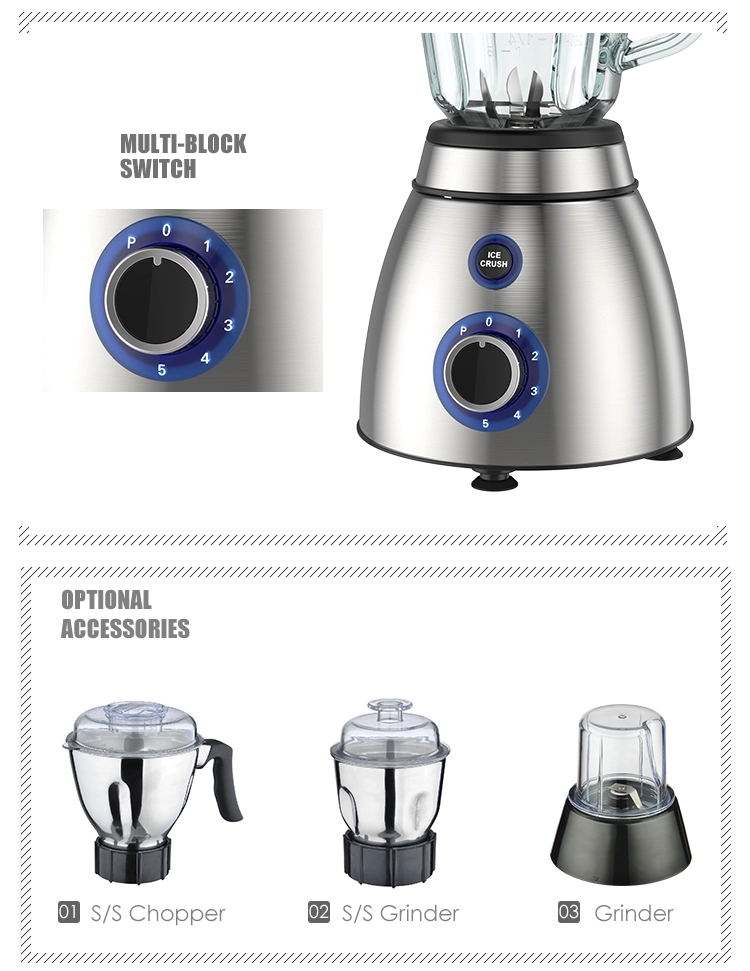Offres spéciales 500W base en acier inoxydable bocal en verre mélangeur de table mélangeur de fruits mélangeur de jus