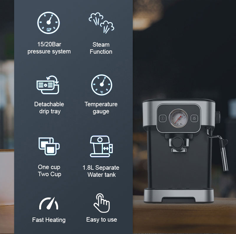 Accueil Cafétéria commerciale Semi-automatique Expresso Mousseur à lait italien Cappuccino Café Machine à café expresso avec prix d'usine
