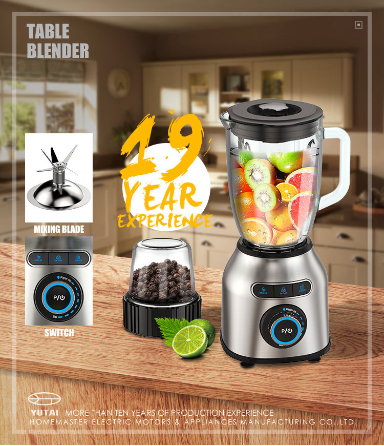 Mélangeur électrique multifonction en acier inoxydable, haute puissance 1800W, pour Smoothie, aliments, fruits et légumes