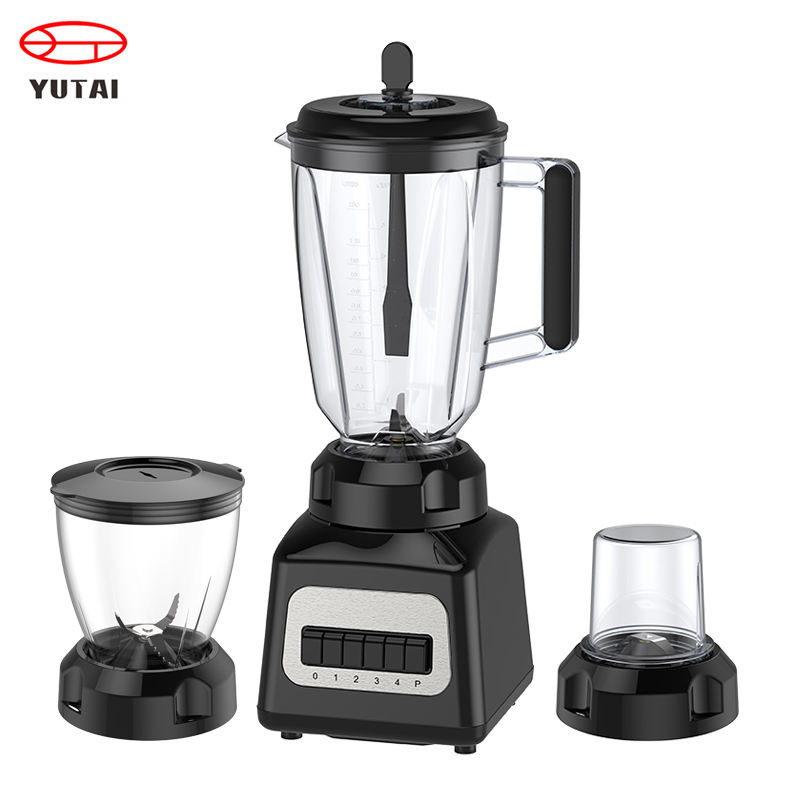 Nouveau pot en plastique 500W 1,5l, pot en verre S/S, quatre vitesses, fonction d'impulsion, bouton clé, panneau de commutation en acier inoxydable, mélangeur de moteur