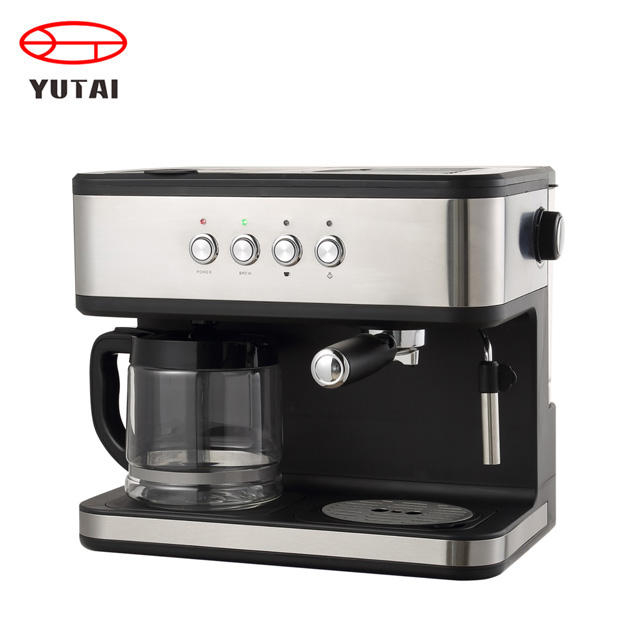 Autre machine à café électrique 2 en 1, 15 bars, automatique, en acier inoxydable, fonction de maintien au chaud, cafetière américaine goutte à goutte et expresso