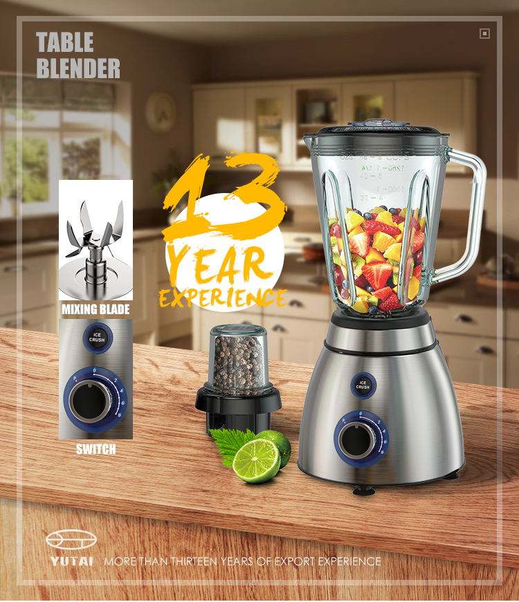 Offres spéciales 500W base en acier inoxydable bocal en verre mélangeur de table mélangeur de fruits mélangeur de jus