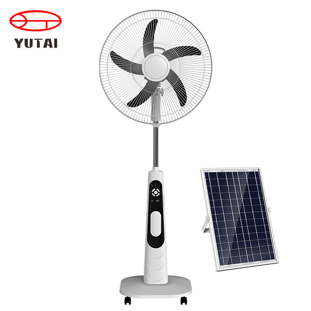 Ventilateur sur pied électrique chargeant la table de support portable ventilateurs solaires extérieurs ac dc ventilateur debout rechargeable avec batterie au lithium